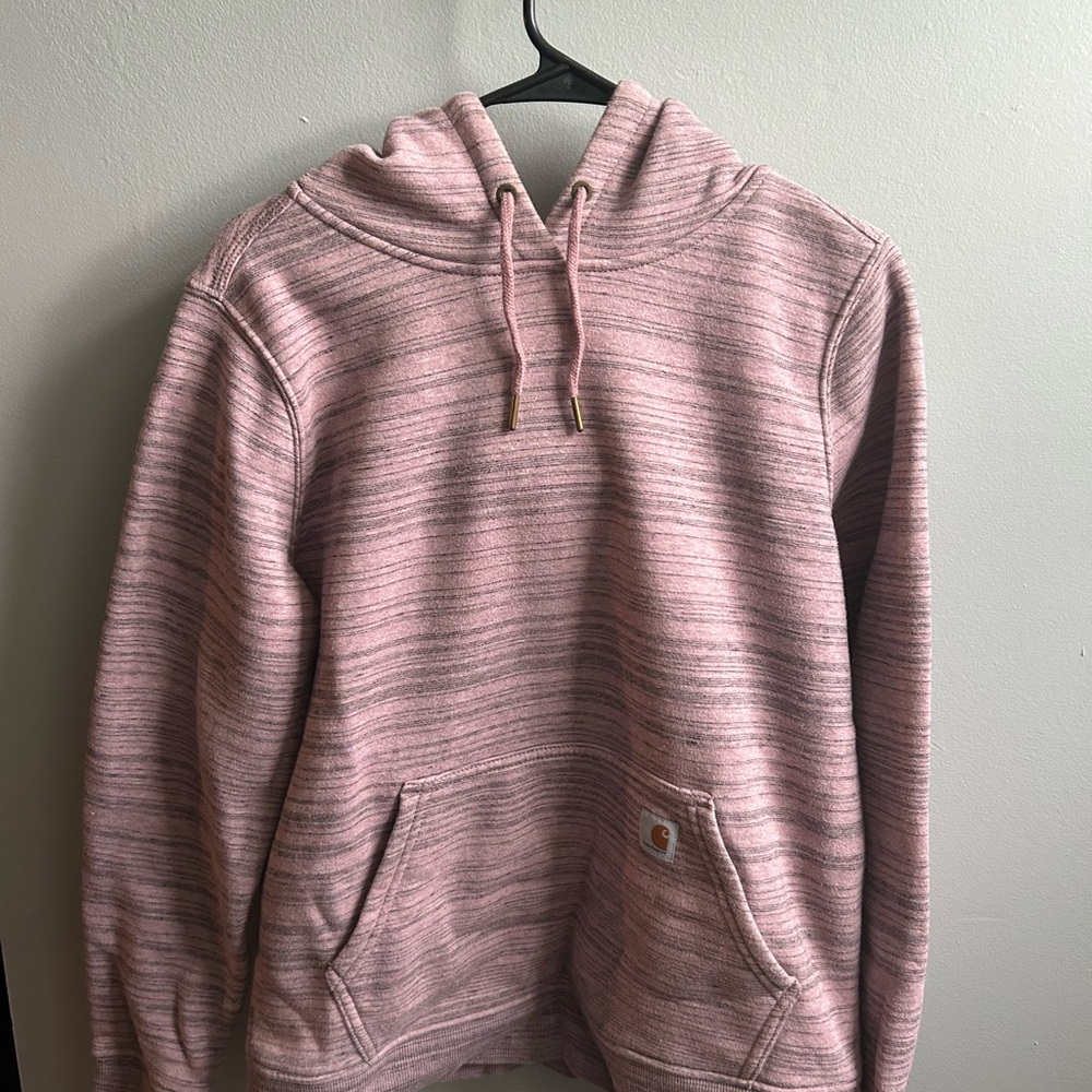 Carhartt Pink and Gray Striped Sweatshirt